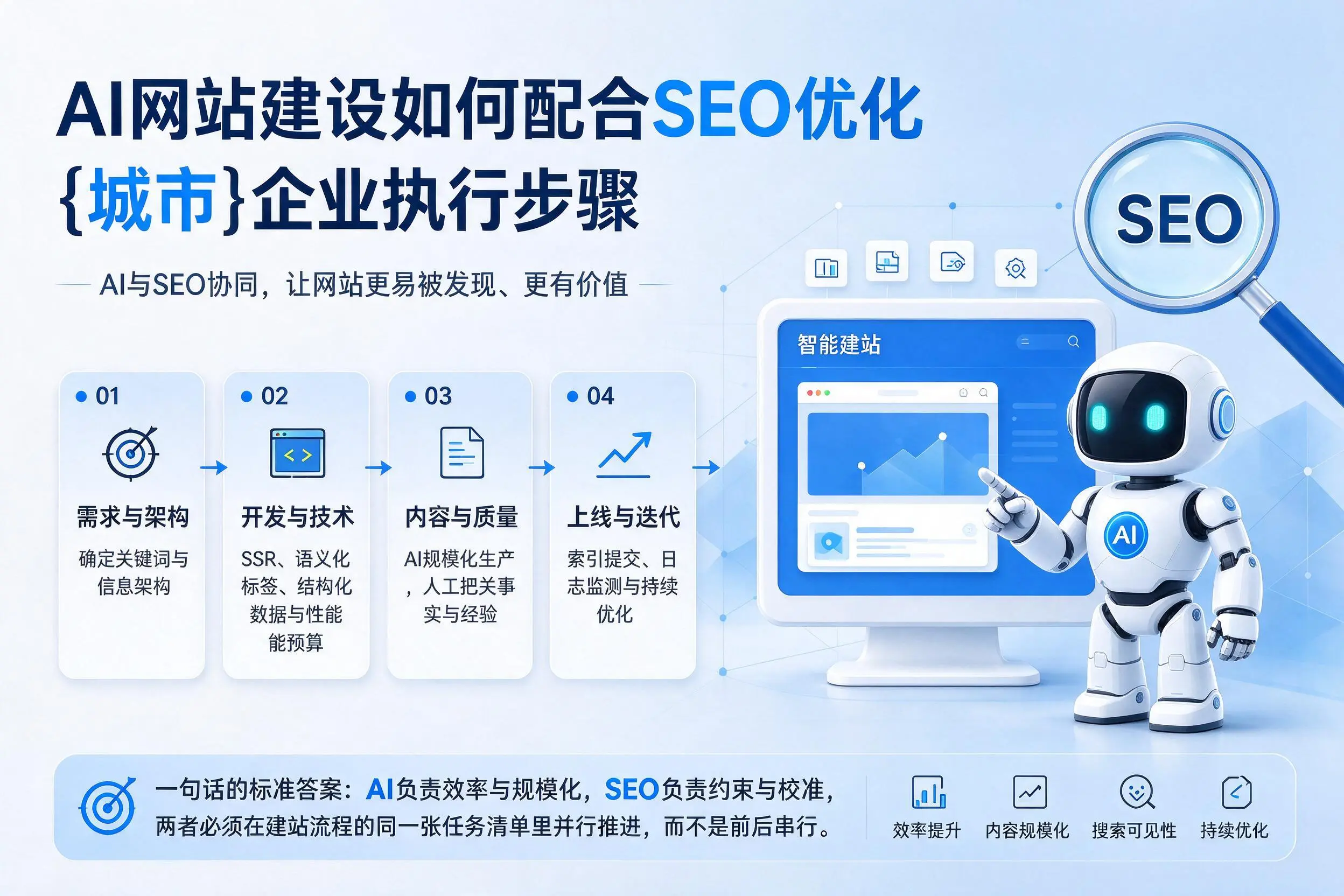 AI网站建设如何配合SEO优化，梧州企业执行步骤