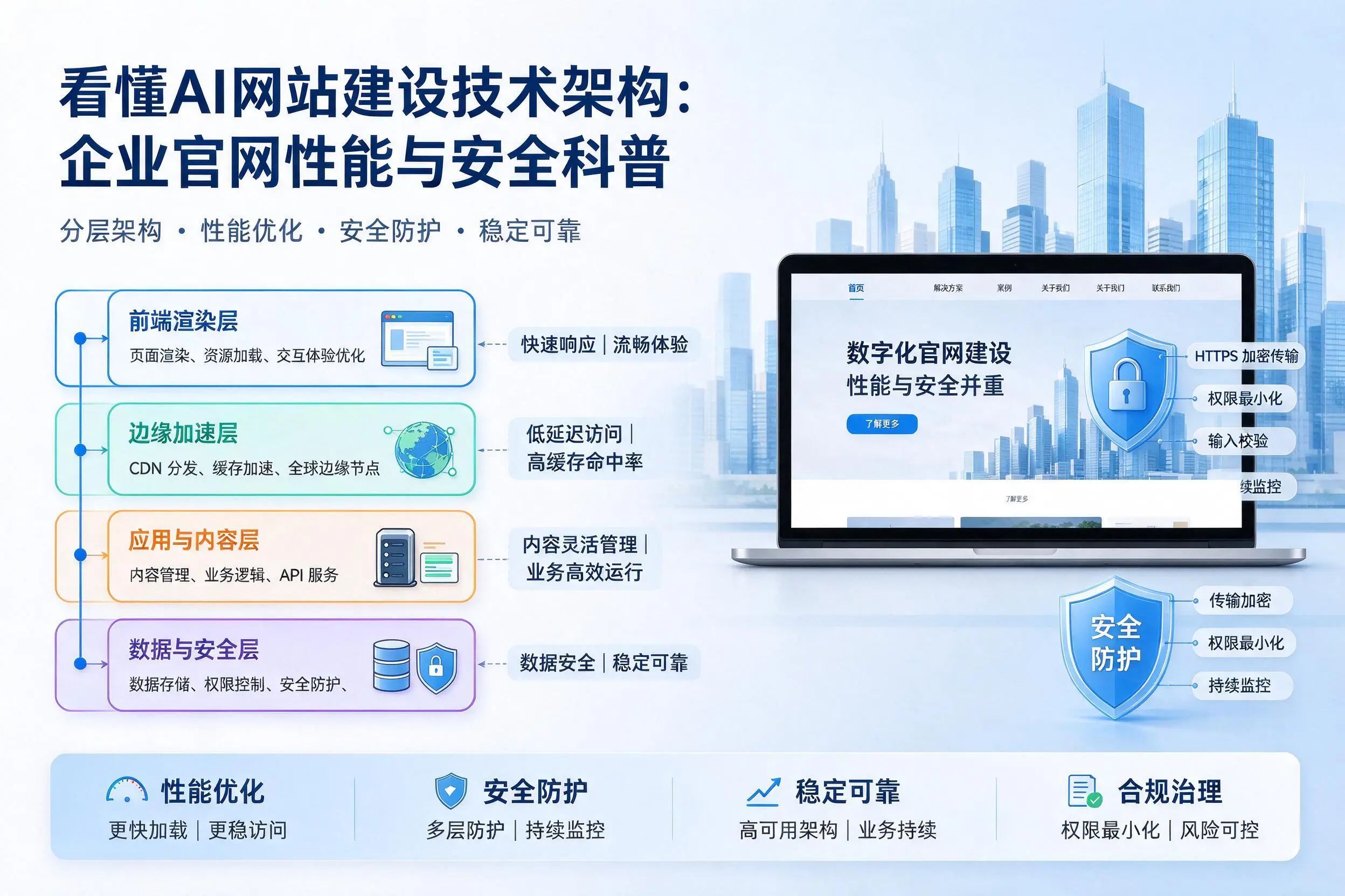 看懂AI网站建设技术架构:梧州企业官网性能与安全科普
