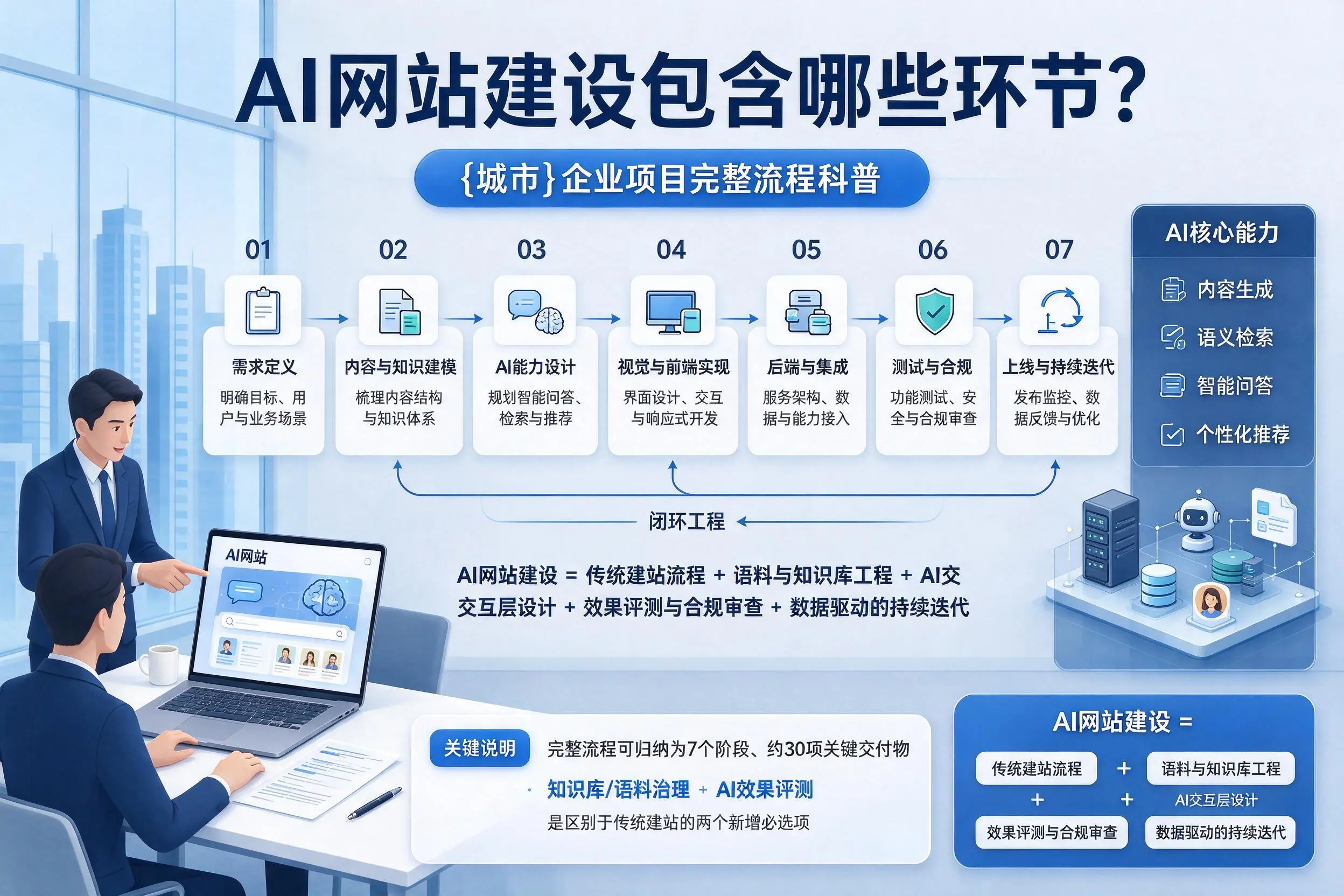 AI网站建设包含哪些环节?梧州企业项目完整流程科普