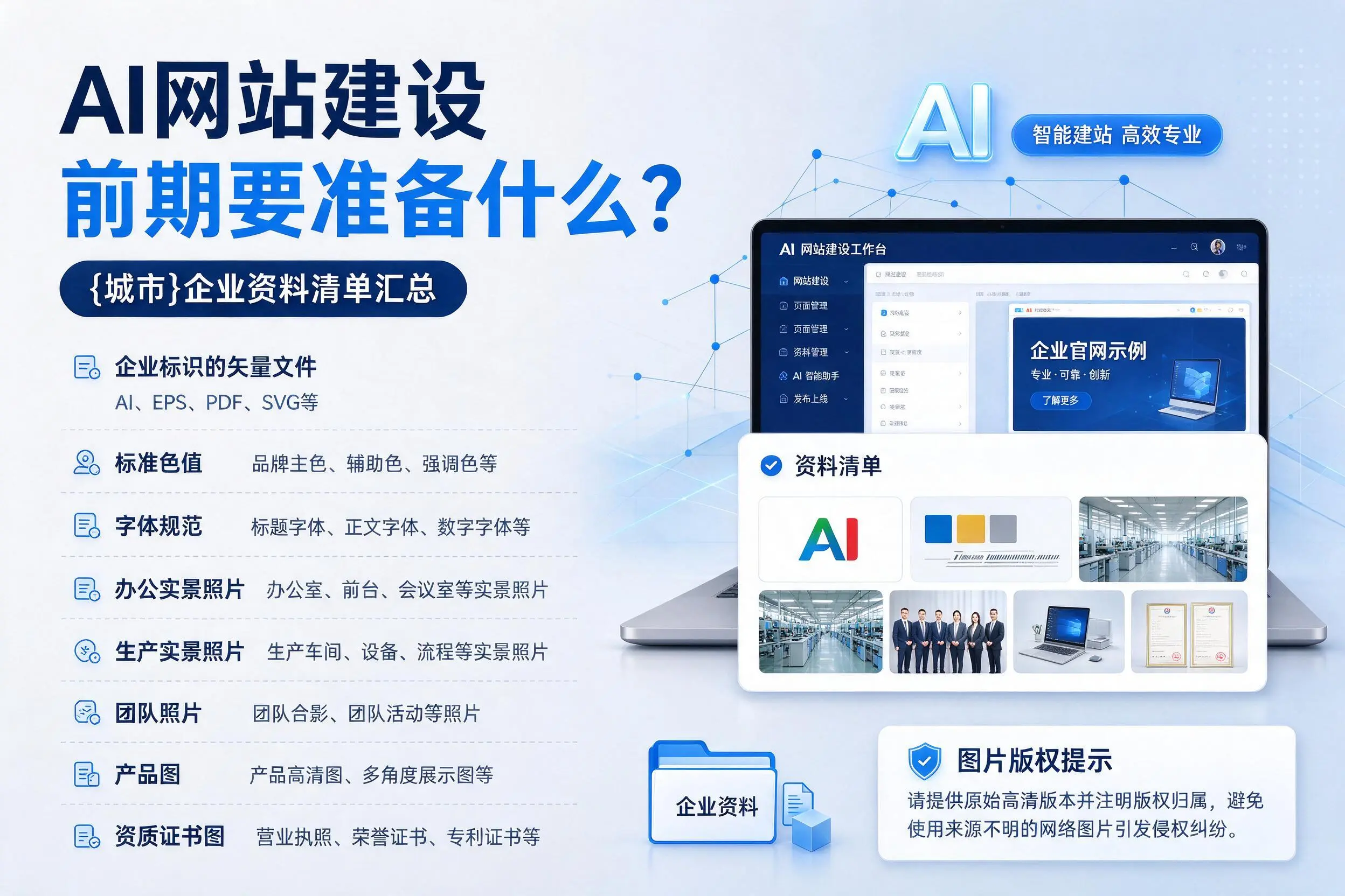 AI网站建设前期要准备什么?梧州企业资料清单汇总