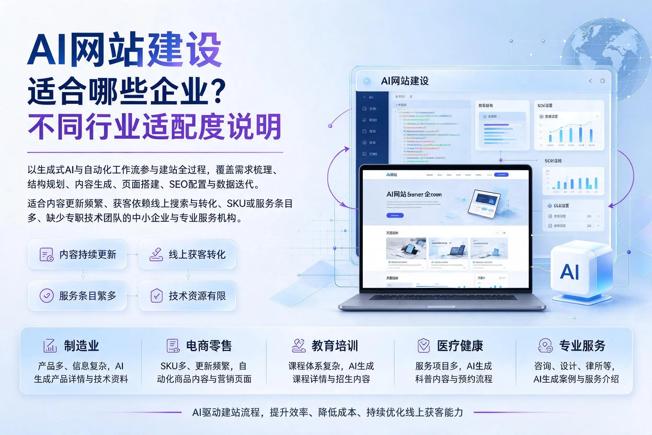 AI网站建设适合哪些企业？梧州不同行业适配度说明